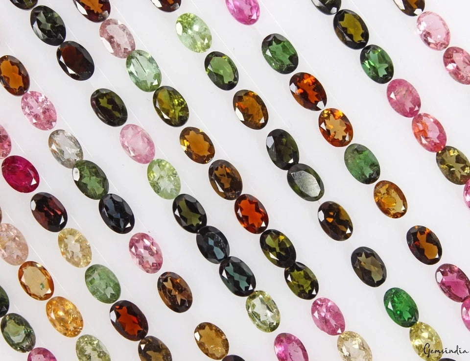 131 Pcs Natural Tourmaline 6-7mm Oval Cut Multi Color Loose Gemstones 58.20 Cts