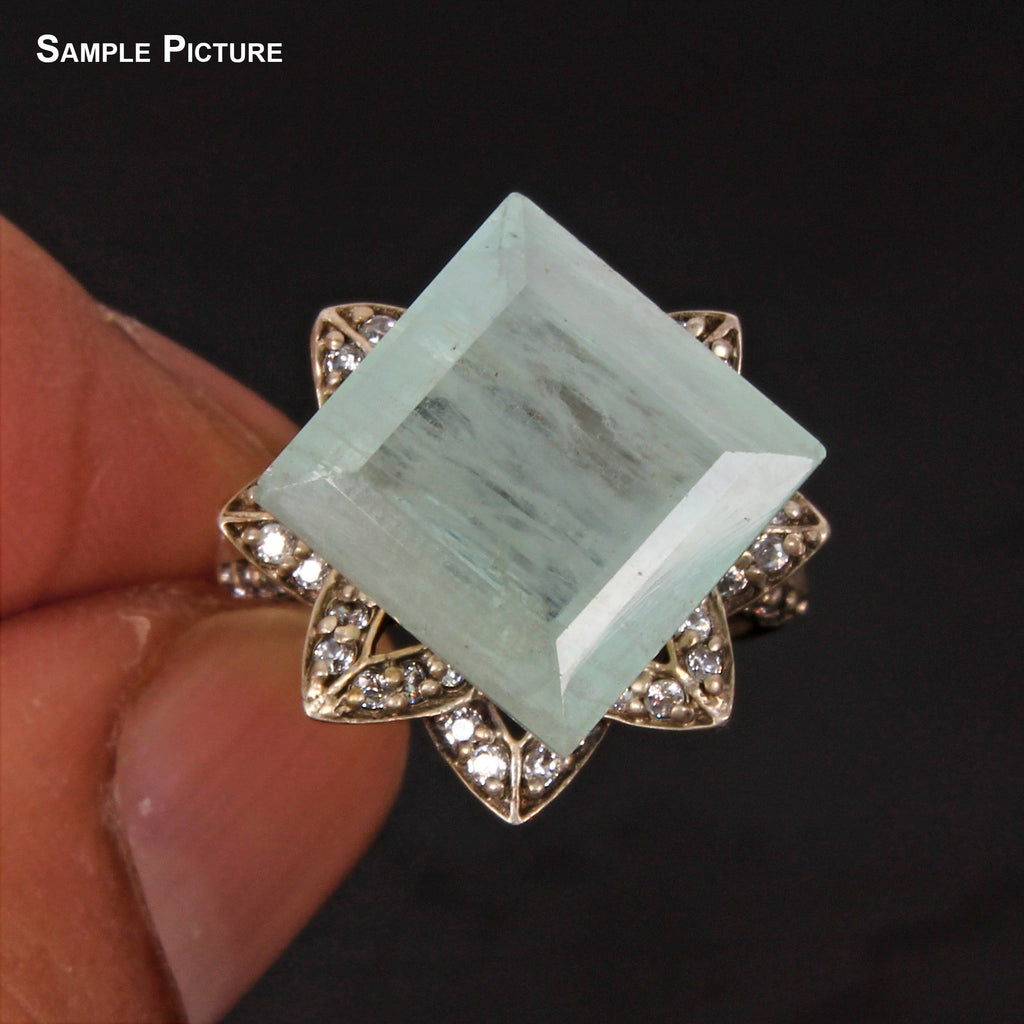 9.00 Ct Natural Certified Green Aquamarine Unheated Loose Square Cut GemstoneNat