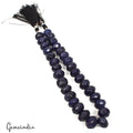 380 Cts/31 Pcs Natural Dark Blue Quartz Round Faceted Drilled Bead Strand 12"