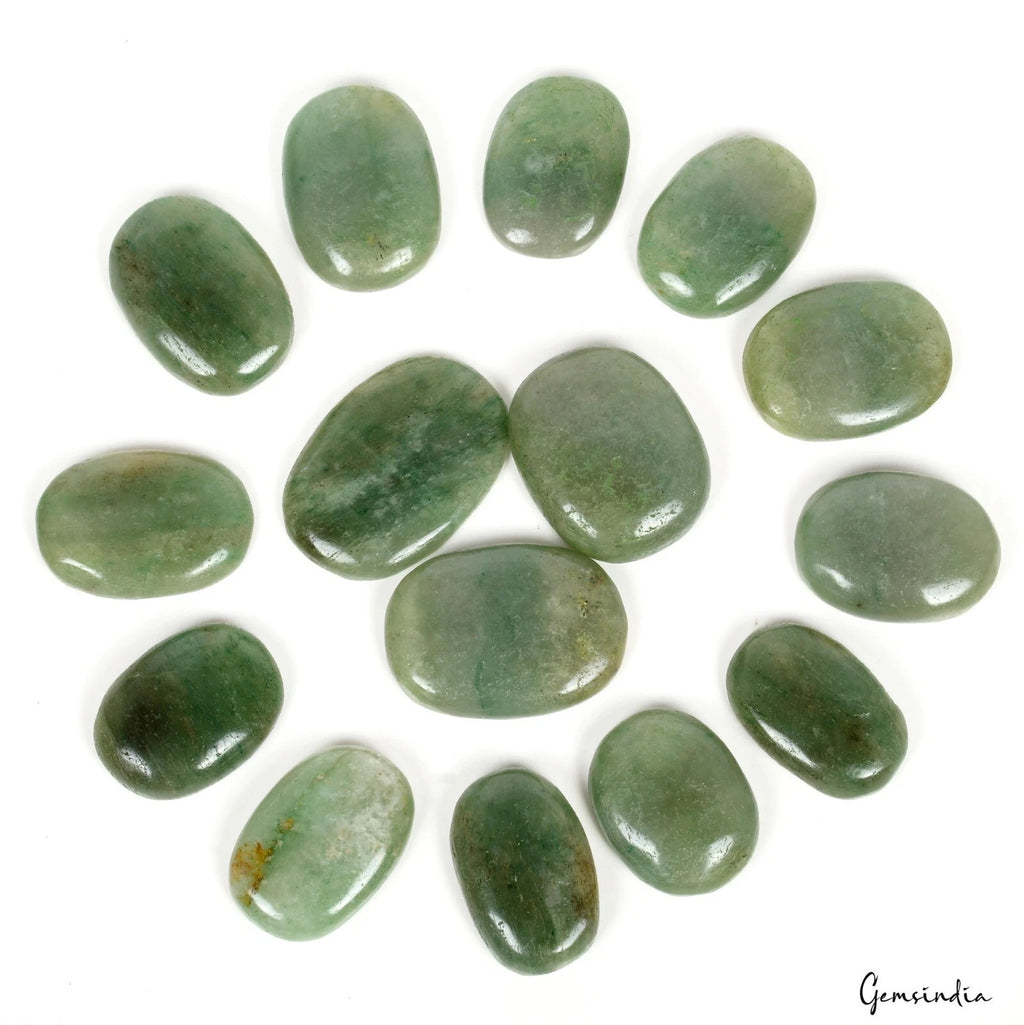 Green Aventurine Lot, Cabochon, Untreated — 15 Pieces, 43mm to 57mm, 2500 Ct