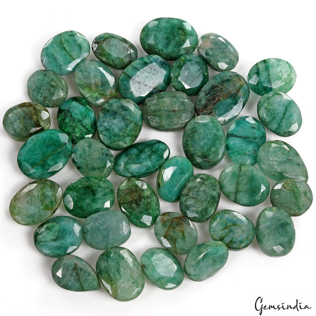 470 Ct Natural Blue Green Emerald Mix Cut Faceted Loose Wholesale Gems Lot 37Pcs