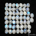 51 Pcs Natural Rainbow Moonstone 9-10mm Oval Blue Shines Cabochon Gemstones Lot