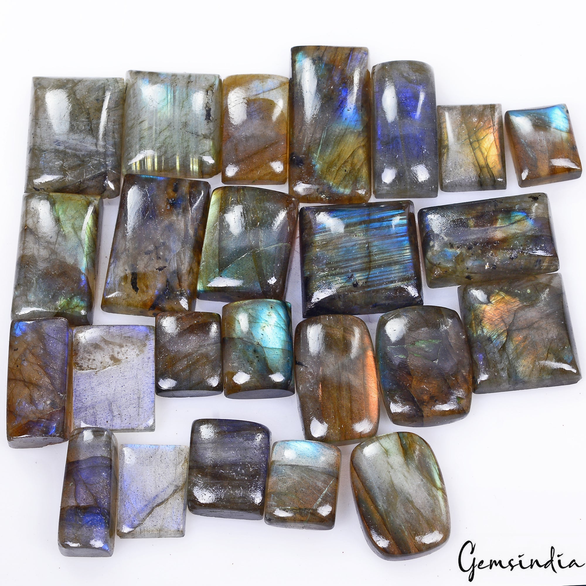 300 Cts/24 Pcs Natural Untreated Multi Shine Labradorite Baguette Cut Loose Gems