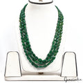 580 Ct Natural Quartz Oval Center Drilled Triple Strand Beaded Handmade Necklace