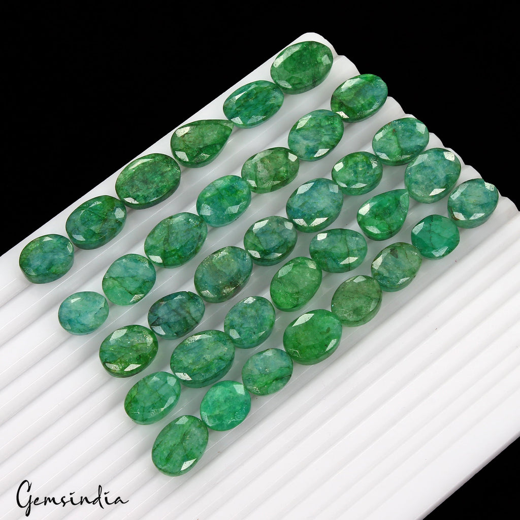 390 Cts/35 Pcs Natural Brazilian Blue Green Emerald Mix Cut Wholesale Gems Lot