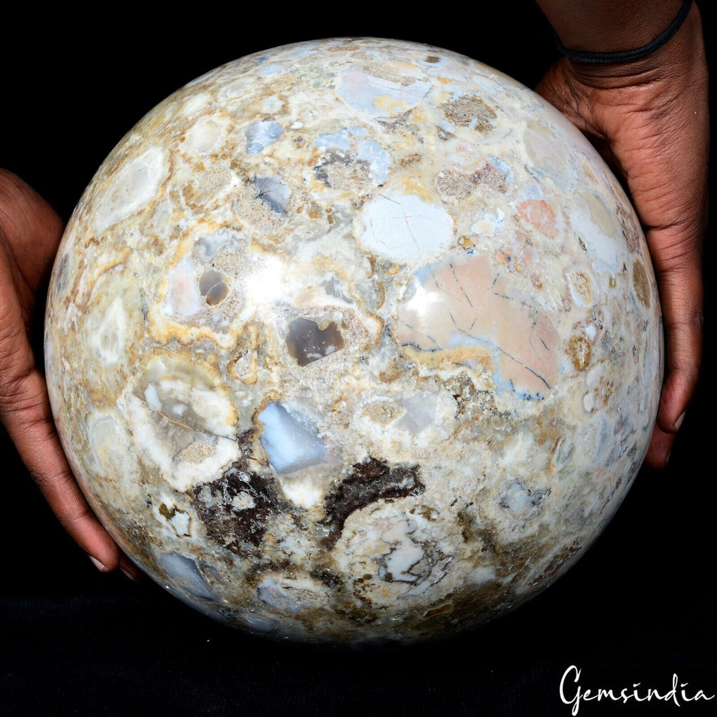 Ocean Jasper Sphere, Untreated, Bi Color — 9 Inch in diameter, 17.7 Kg (88500 Ct), Madagascar