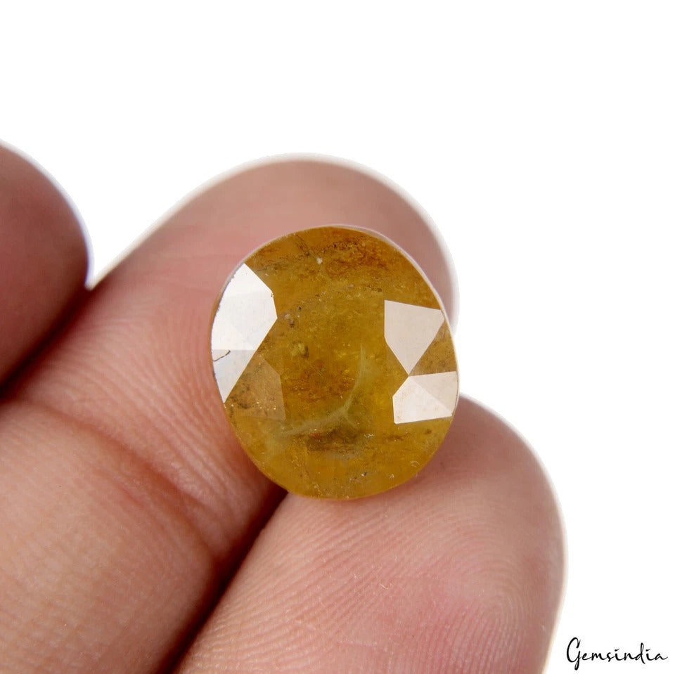 AAA 9.50 Cts Natural Yellow Sapphire Oval Faceted Cut Certified Loose Gemstone