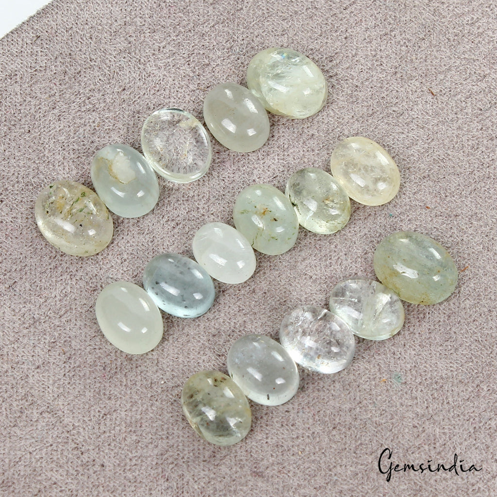 25.20 Cts Natural Blue Green Aquamarine Oval Cab 7-9mm Loose Brazilian Gemstones