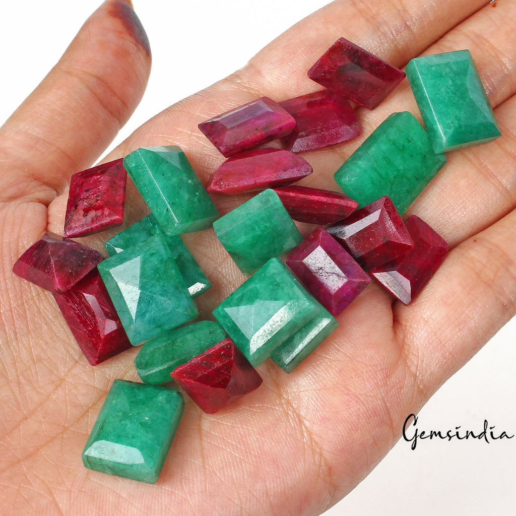 280.00 Ct Natural Ruby Emerald Rectangular Cut Loose Gemstone For Making Jewelry