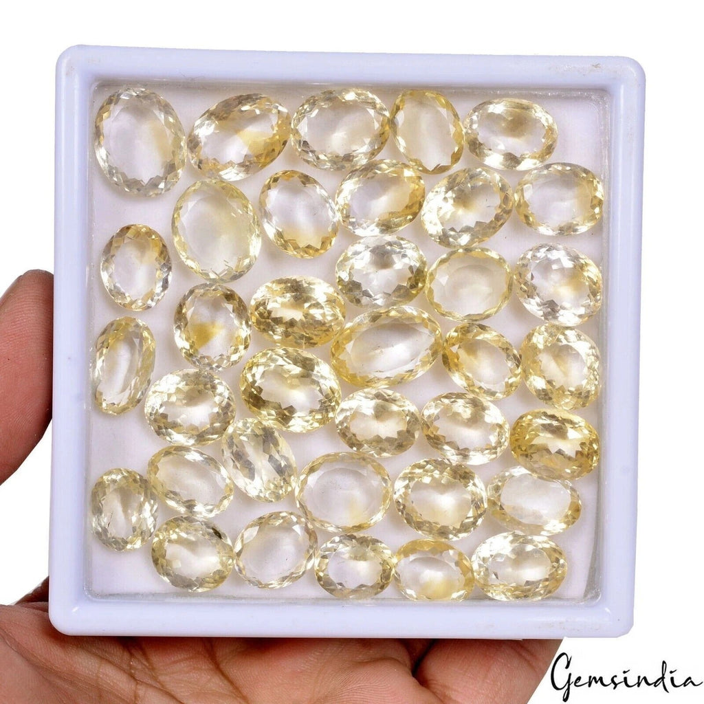 300 Ct Natural Untreated Yellow Citrine Oval Cut Loose Sparking Gemstones Lot