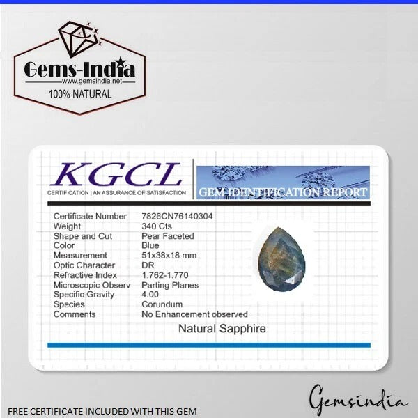 Certified 340 Cts Natural Untreated Blue Brown Sapphire Earth Mined Loose Gem