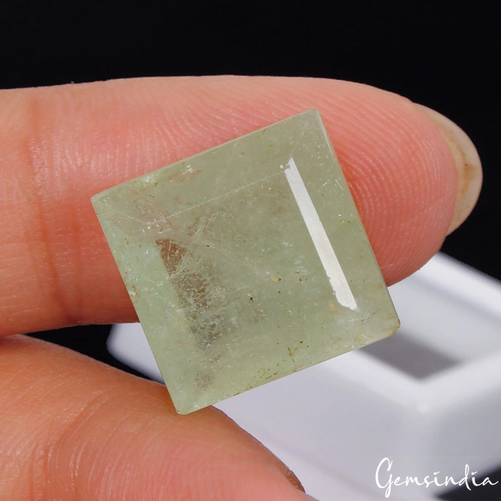 Certified 11.40 Cts Natural Brazilian Untreated Green Aquamarine Square Cut Gem