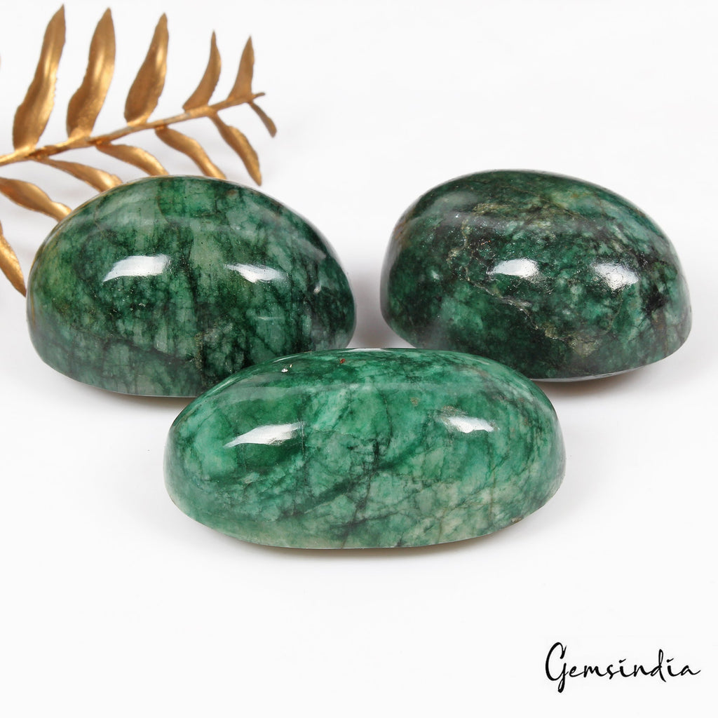 1300 Cts/3 Pcs Natural Brazilian Green Emerald Oval Cab Loose Wholesale Gems Lot