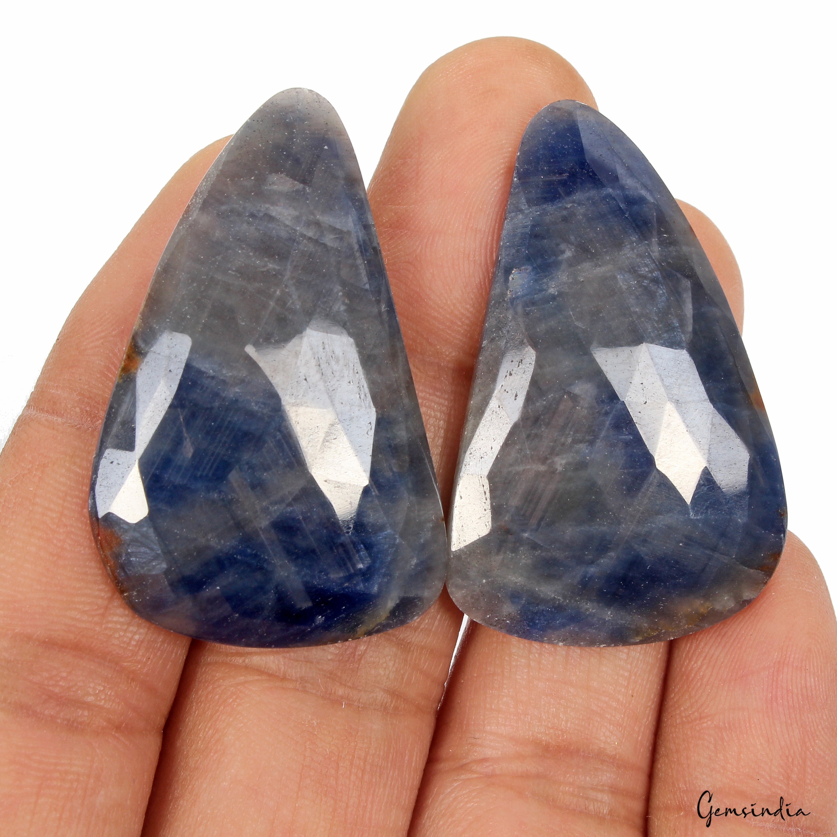 100 Cts/2 Pcs Natural Unheated Sapphire Pair 41x27mm Bi-color Matching Gemstone