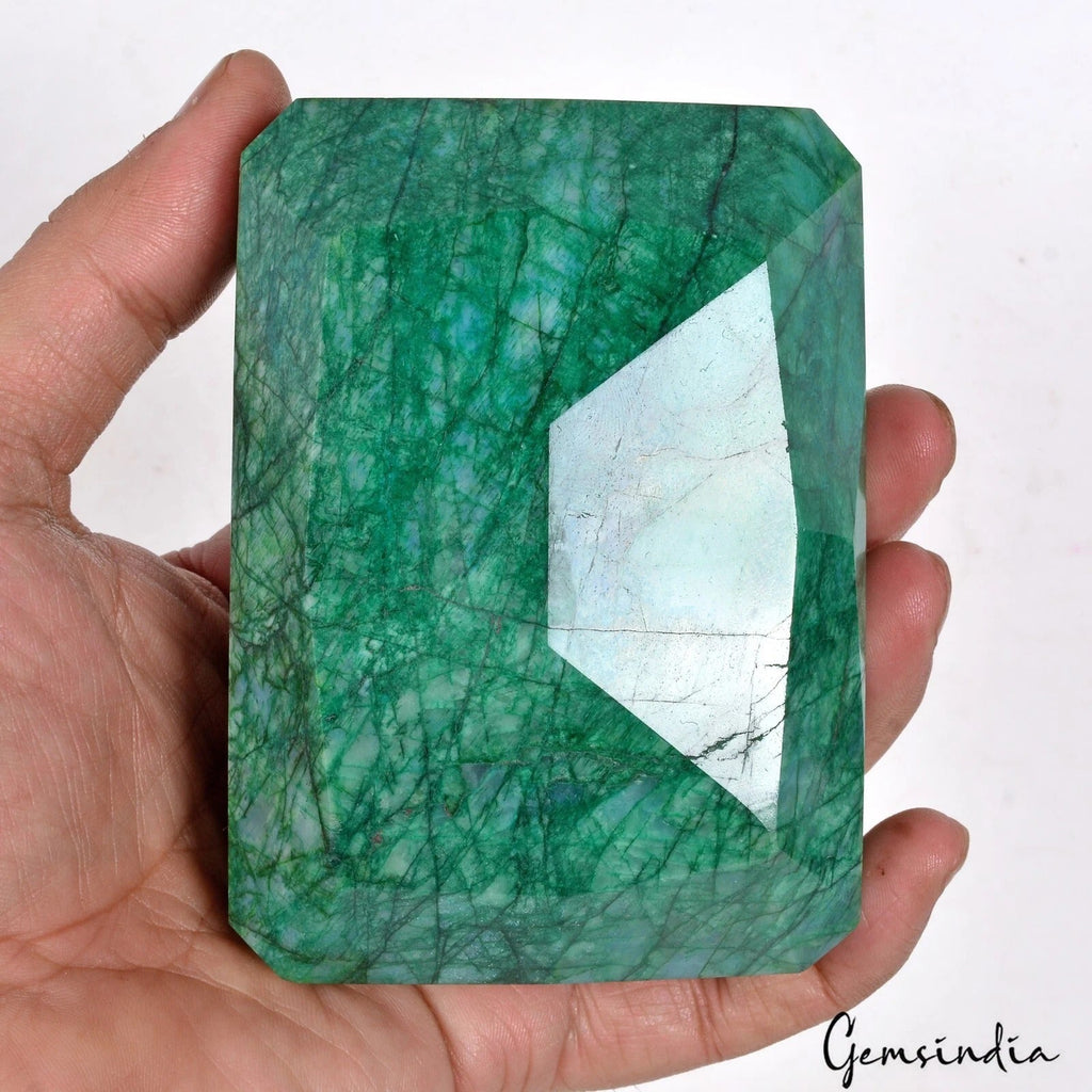 Certified 3915 Ct Natural Green Brazilian Emerald Octagon Shape Earth Mined Gems