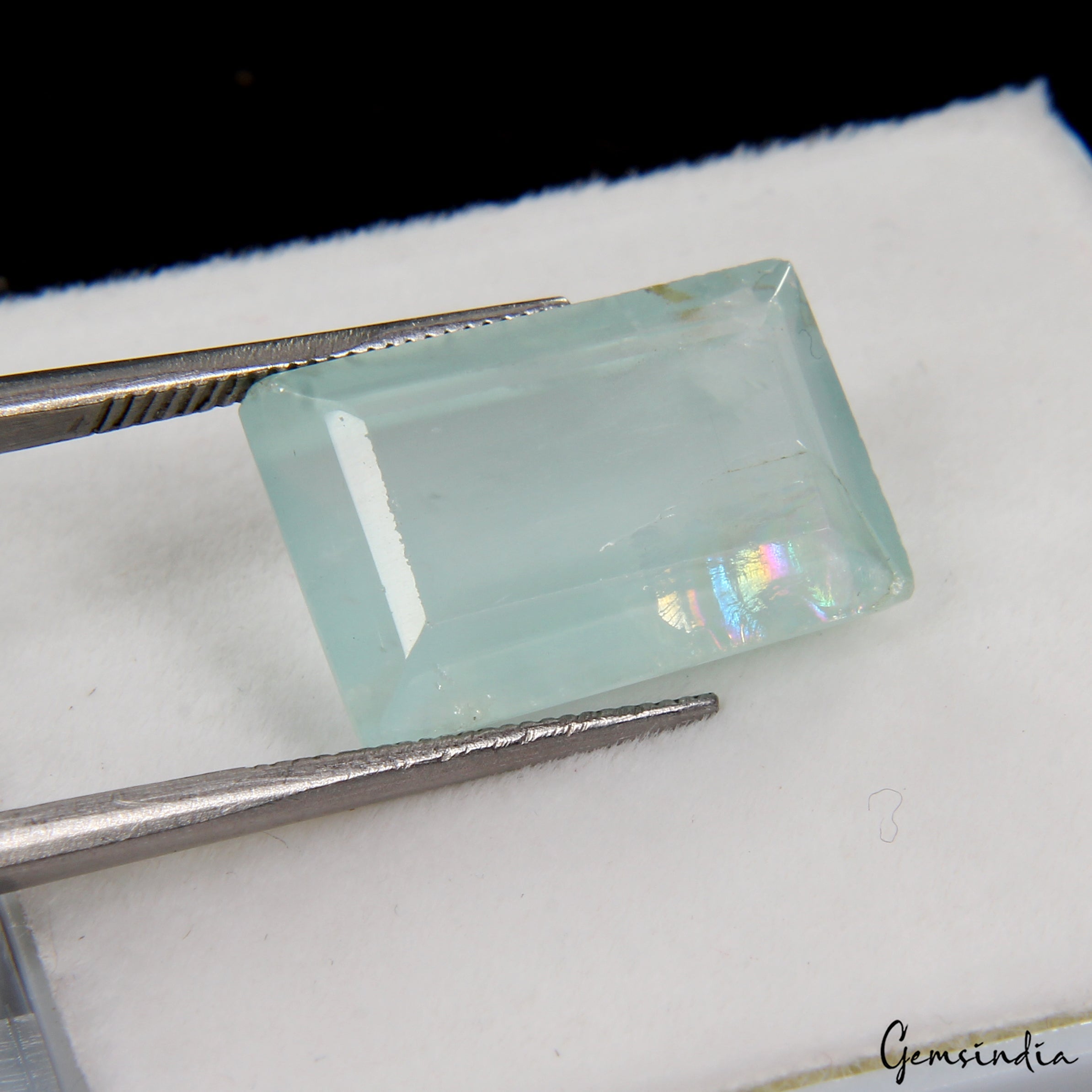 Certified 9.70Ct AAA Natural Rainbow Shine Blue Aquamarine Loose Emerald Cut Gem