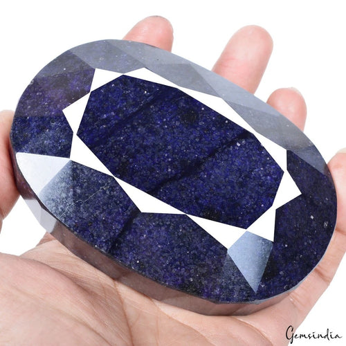 African Blue Sapphire Loose Gemstone, Color Enhanced — 103x73x36 mm, 2970 Ct, Africa