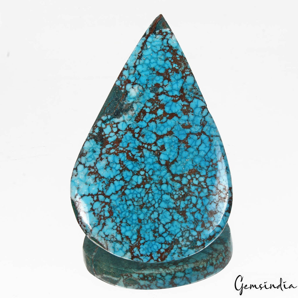 360 Cts Natural Arizona USA Spiderweb Blue Turquoise Pear Cab Huge Loose Gem