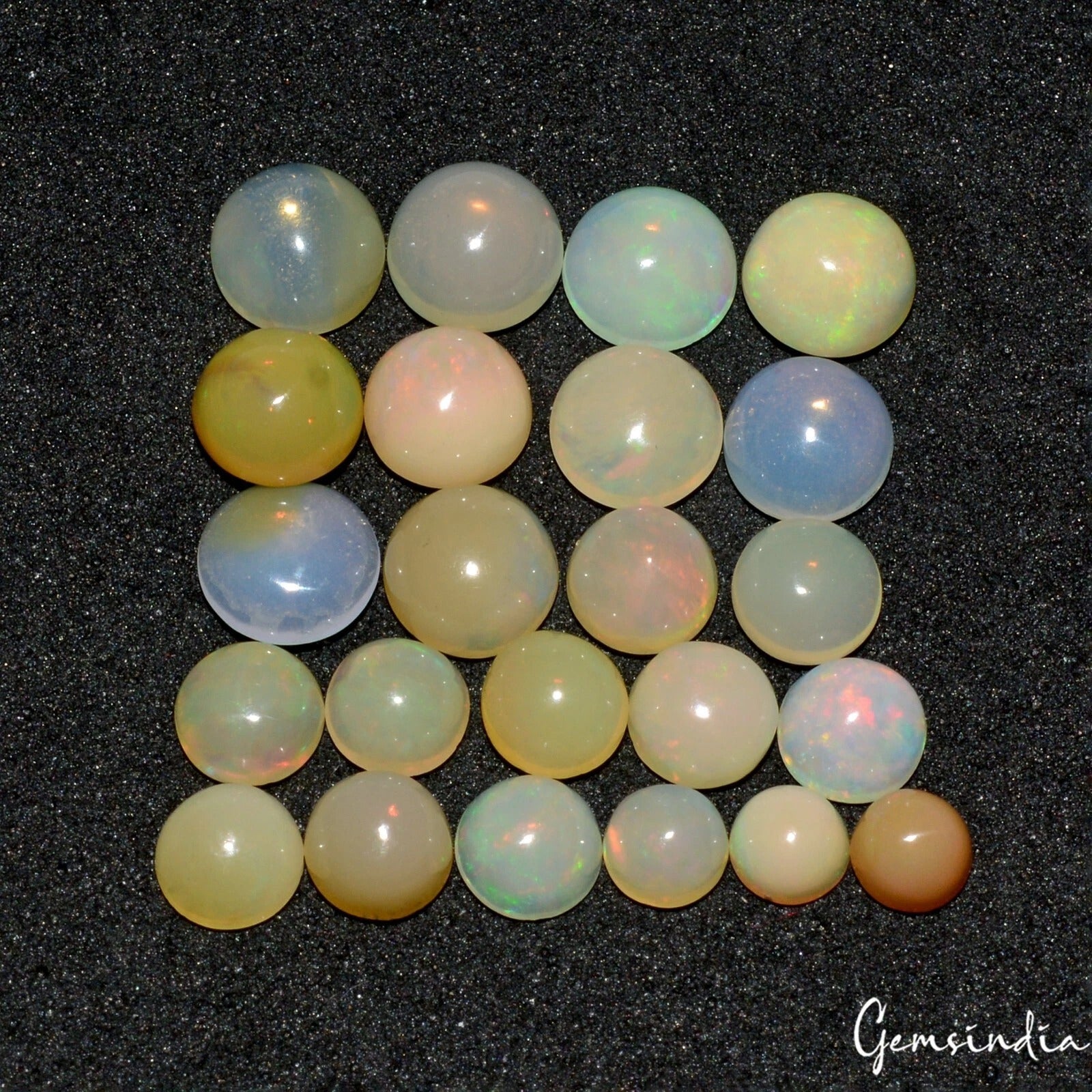 Australian Opal Lot, Cabochon — 23 Pieces, 3mm to 6mm, 9.00 Ct, Australia