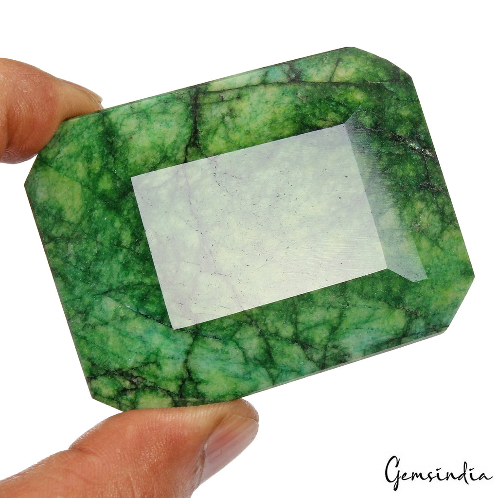 Certified 680 Cts Natural Brazilian Green Emerald Octagon Cut Gem For Pendant