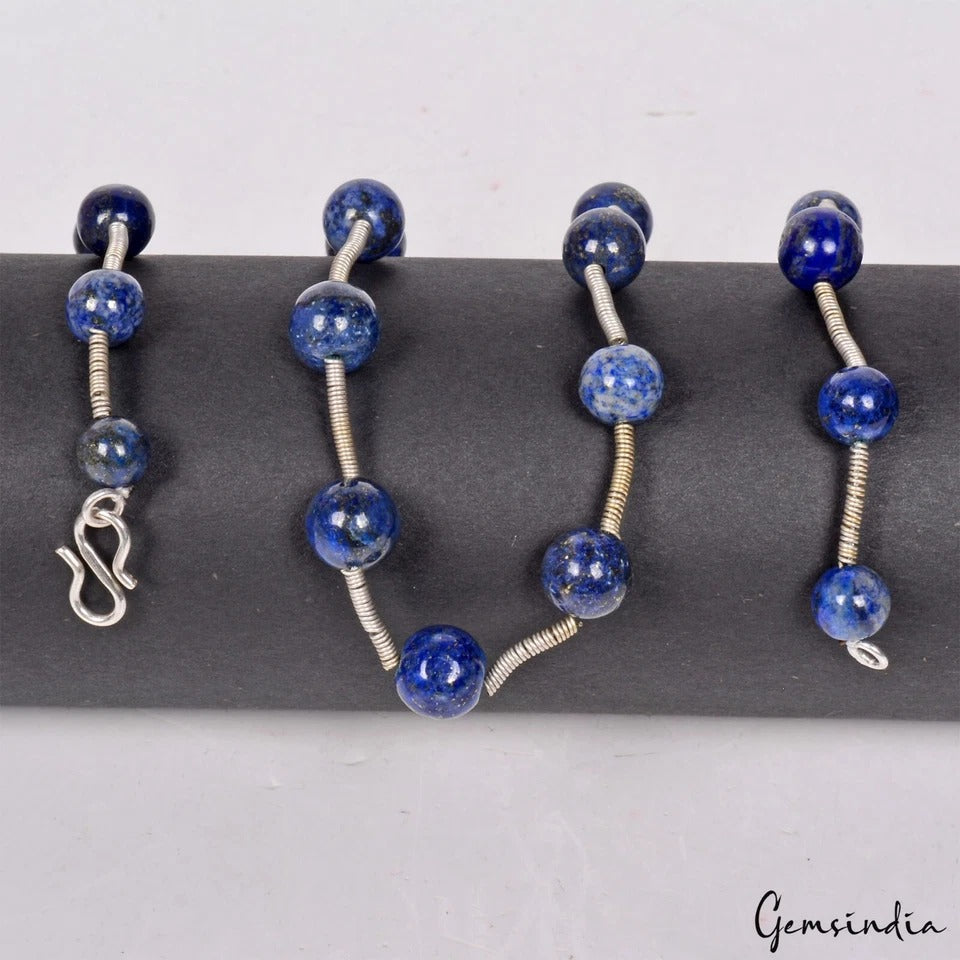Lapis Lazuli Necklace, Color Enhanced, Blue — 08mm to 11mm, 197.10 Ct, India
