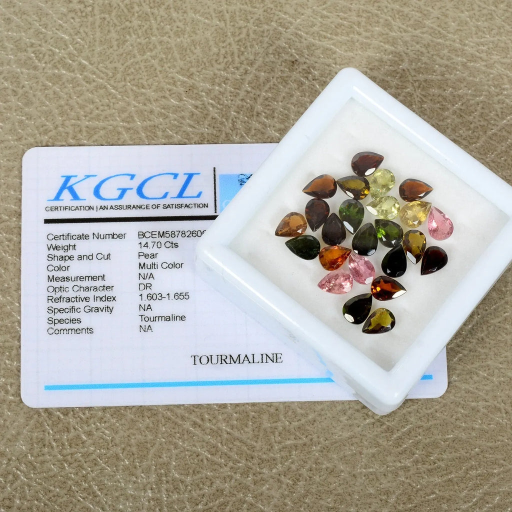 7x5mm Pear Cut Natural Multi Tourmaline Loose Certified Unheated Gemstones~ 24 P