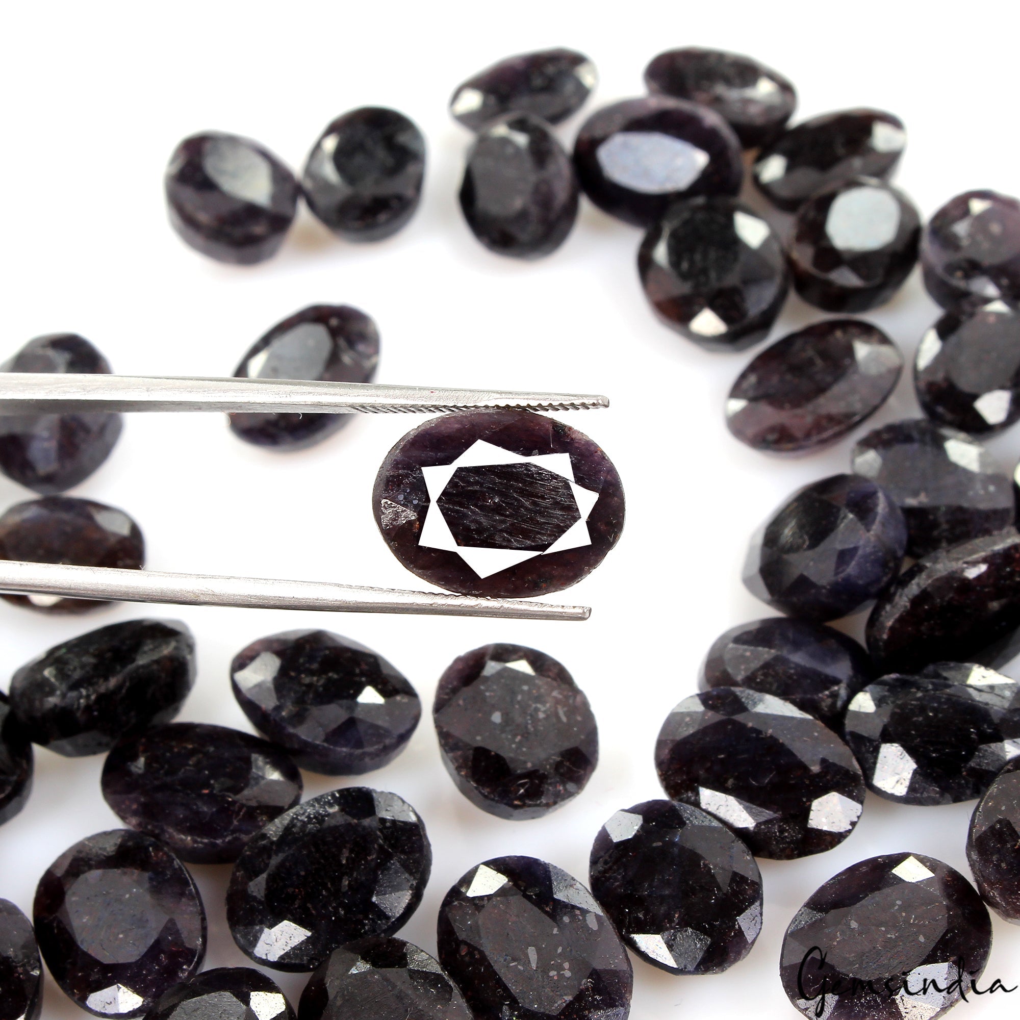 330 Ct/49 Pcs Natural Blue Sapphire Oval Cut Loose Certified Jewelry Gemstones