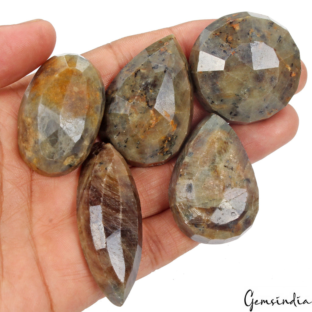 1150 Cts Natural Untreated Brown Sapphire 39-56mm Mix Cut Loose Gemstones~ 5 Pcs