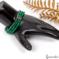6.5 Inch Natural Zambian Emerald 3 Strand Stretchable Bracelet Jewelry For Women