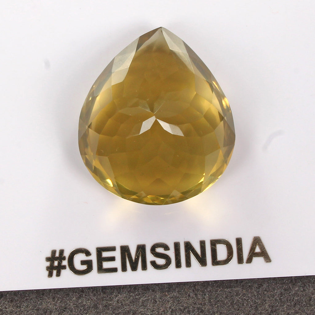 Certified 62.30 Cts Natural Untreated Golden Yellow Citrine Pear Cut Loose Gem