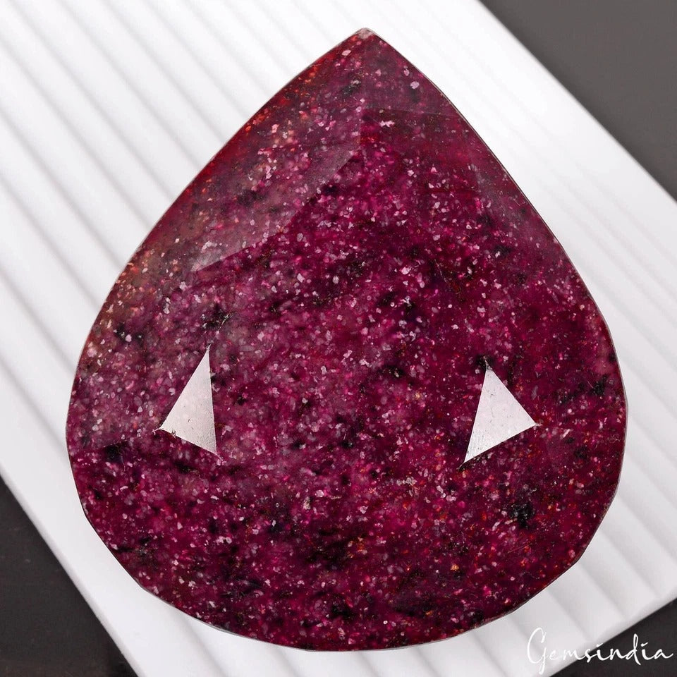 2550 Cts Natural African Dark Red Ruby Pear Faceted Earth Mined Huge Loose Gem