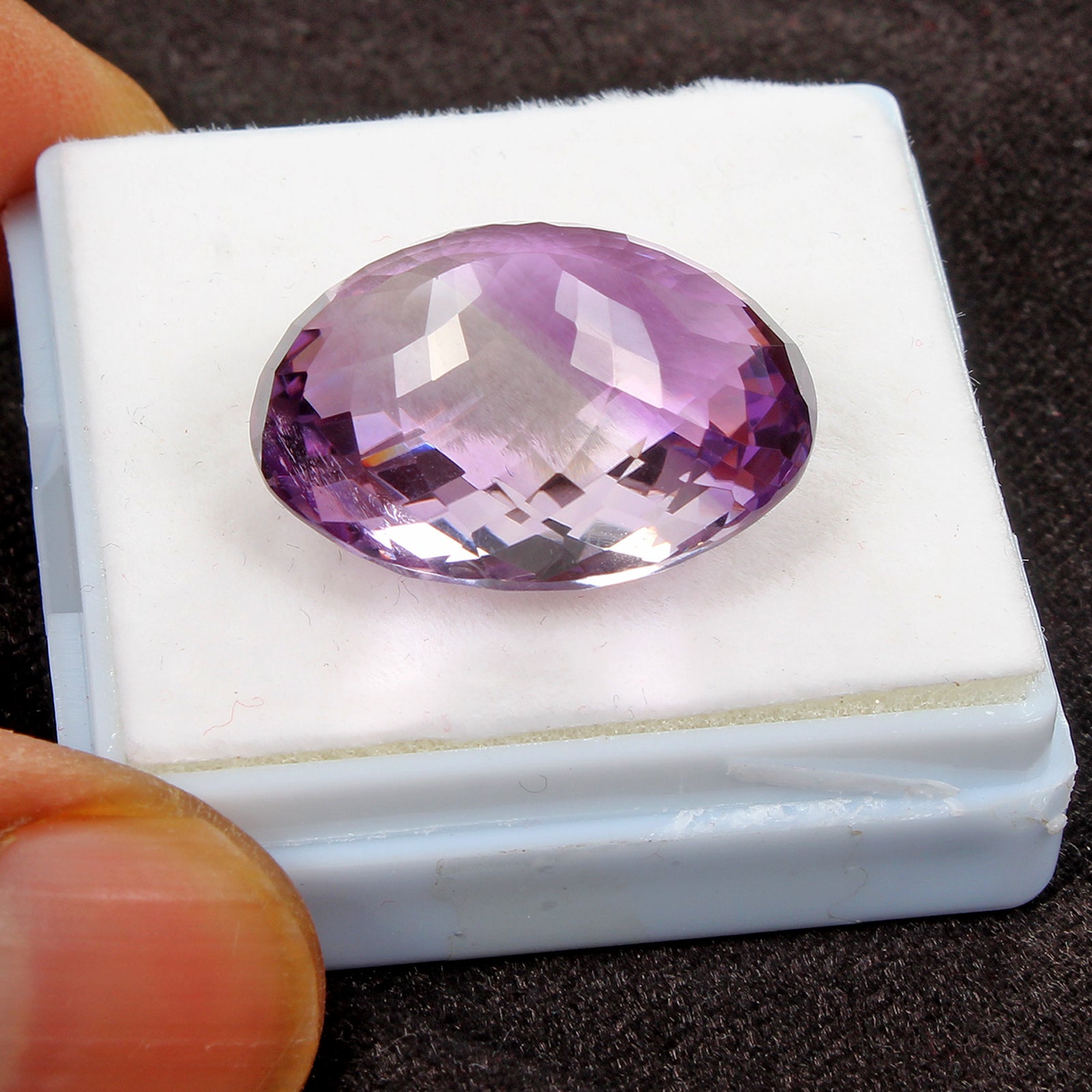 36.80 Cts Natural Rich Purple Amethyst Oval Checker Cut Loose Unheated Gemstone