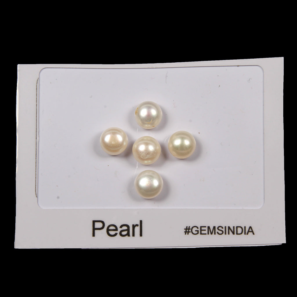 34.00 Ct/10mm Natural Freshwater Pearl Loose Fresh Water White Gemstones- 5 Pcs
