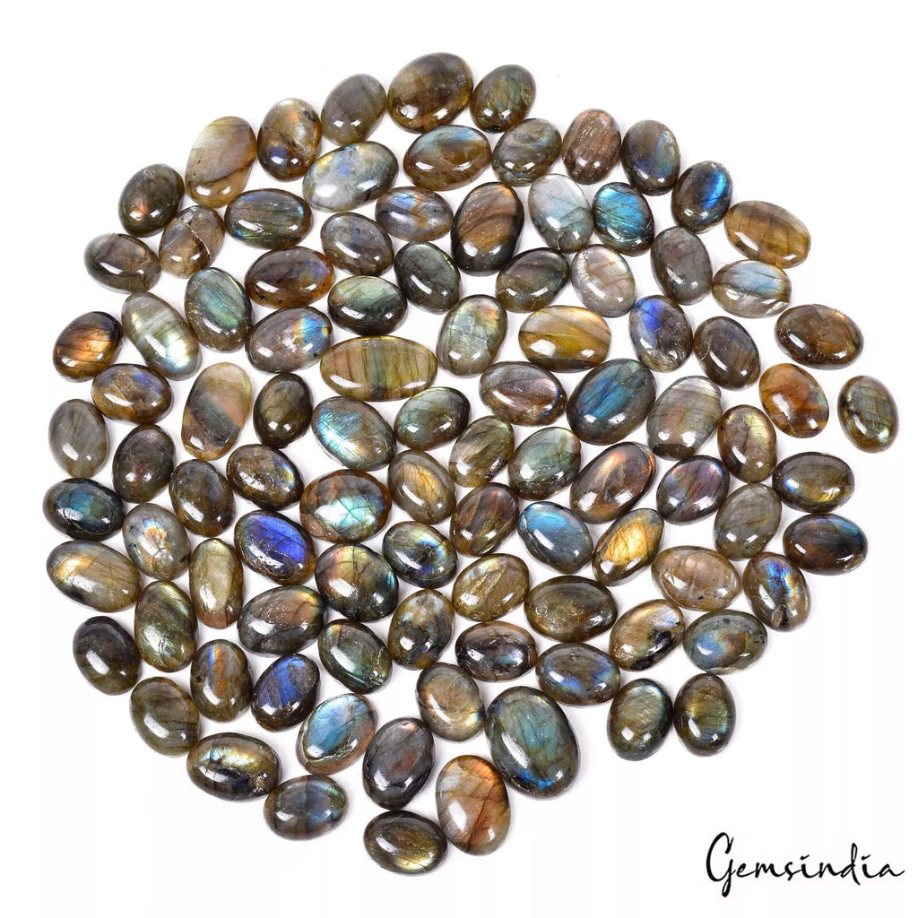 1020 Ct Natural Labradorite Oval Cabochon Multi shine Untreated Gemstones~ 98 pc