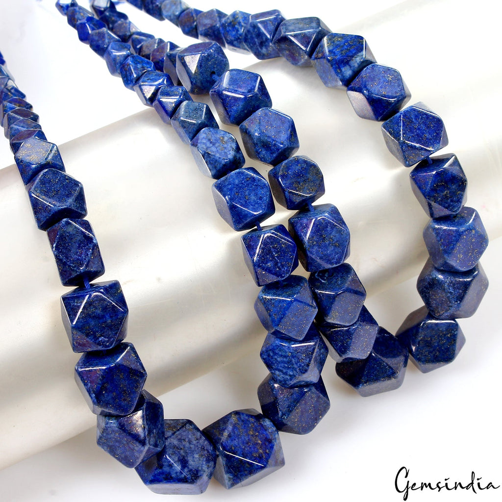 700 Ct/2 Strands Natural Blue Lapis Lazuli Gems Hexagon Cab Drilled Beads-12"