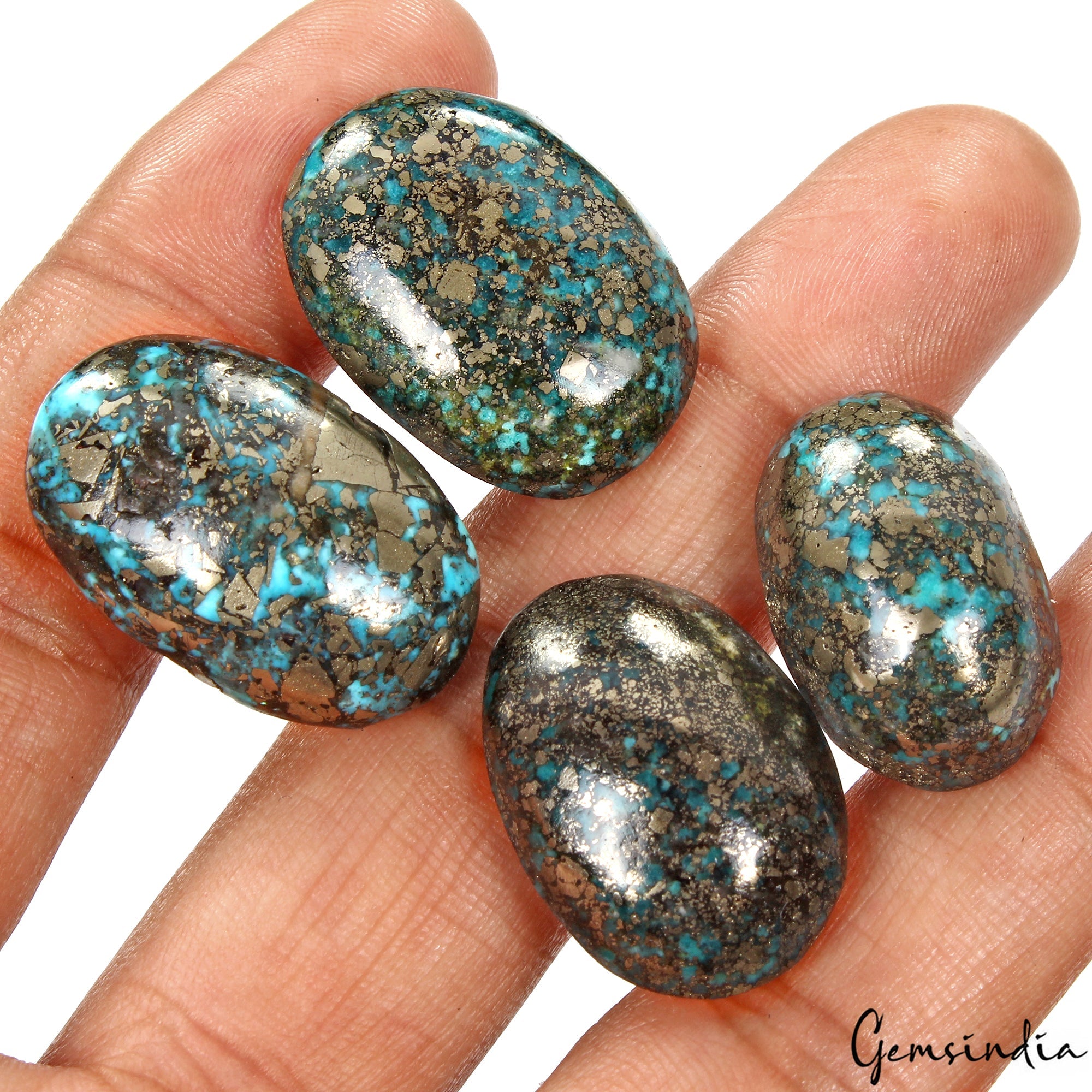 36Gm Natural Turquoise Blue Copper Loose Cabochon High Grade Untreated Gemstones