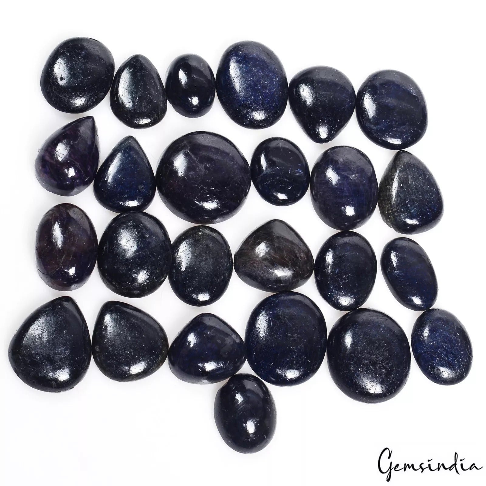 300 Ct/21 Pcs Natural Blue Sapphire Mix Cab 13-19mm Loose Gemstones For Jewelry