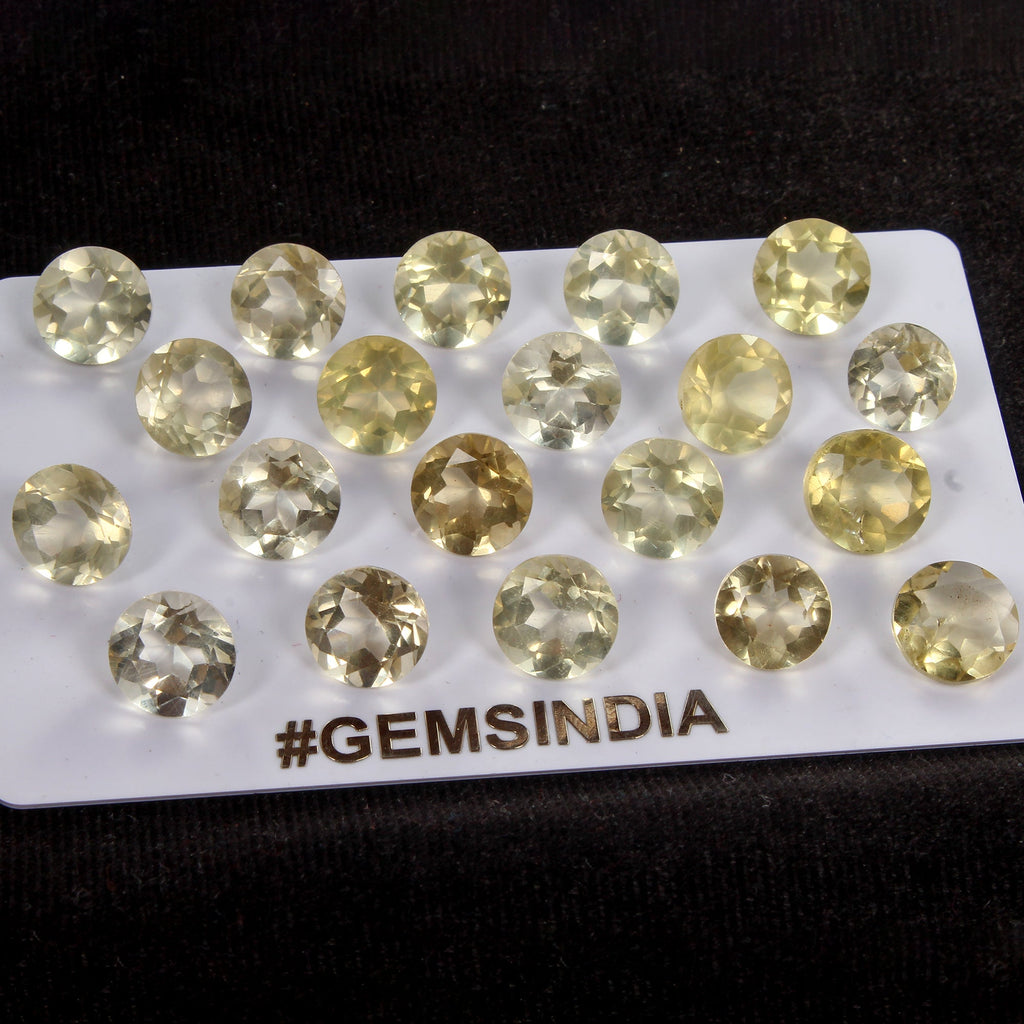 66.50 Ct Natural Lemon Citrine Quartz Round Cut 9-10mm Untreated Gemstones~20 Pc