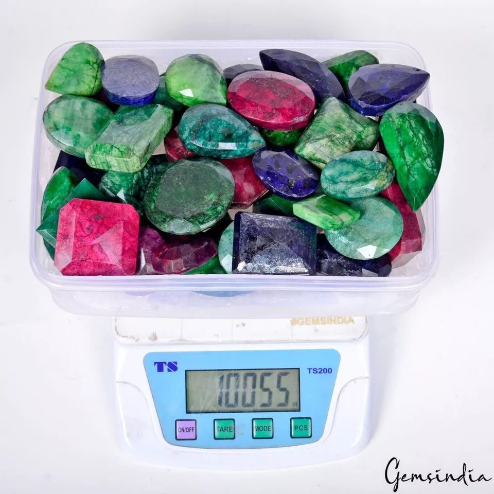 2 Kg Natural Emerald Ruby Sapphire Mix Cut Earth Mined Gemstones~ Wholesale Deal