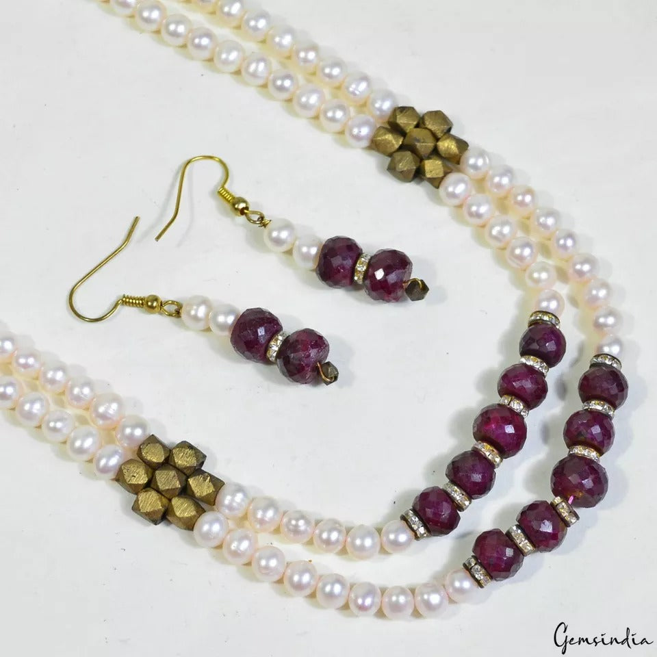 Pearl Necklace, Red — 5mm to 9mm