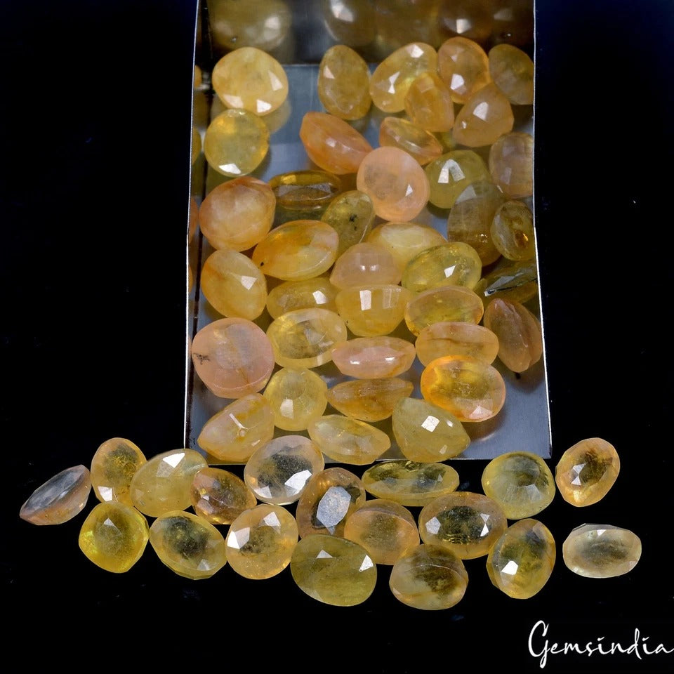 Yellow Sapphire Lot, Loose Gemstone, Untreated — 56 Pieces, 8mm to 12mm, 200 Ct, Sri Lanka