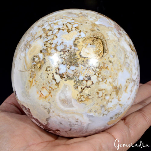 1.3 Kilo Natural Ocean Jasper Gem Crystal Healing Mineral Huge Sphere Gem 3.75"