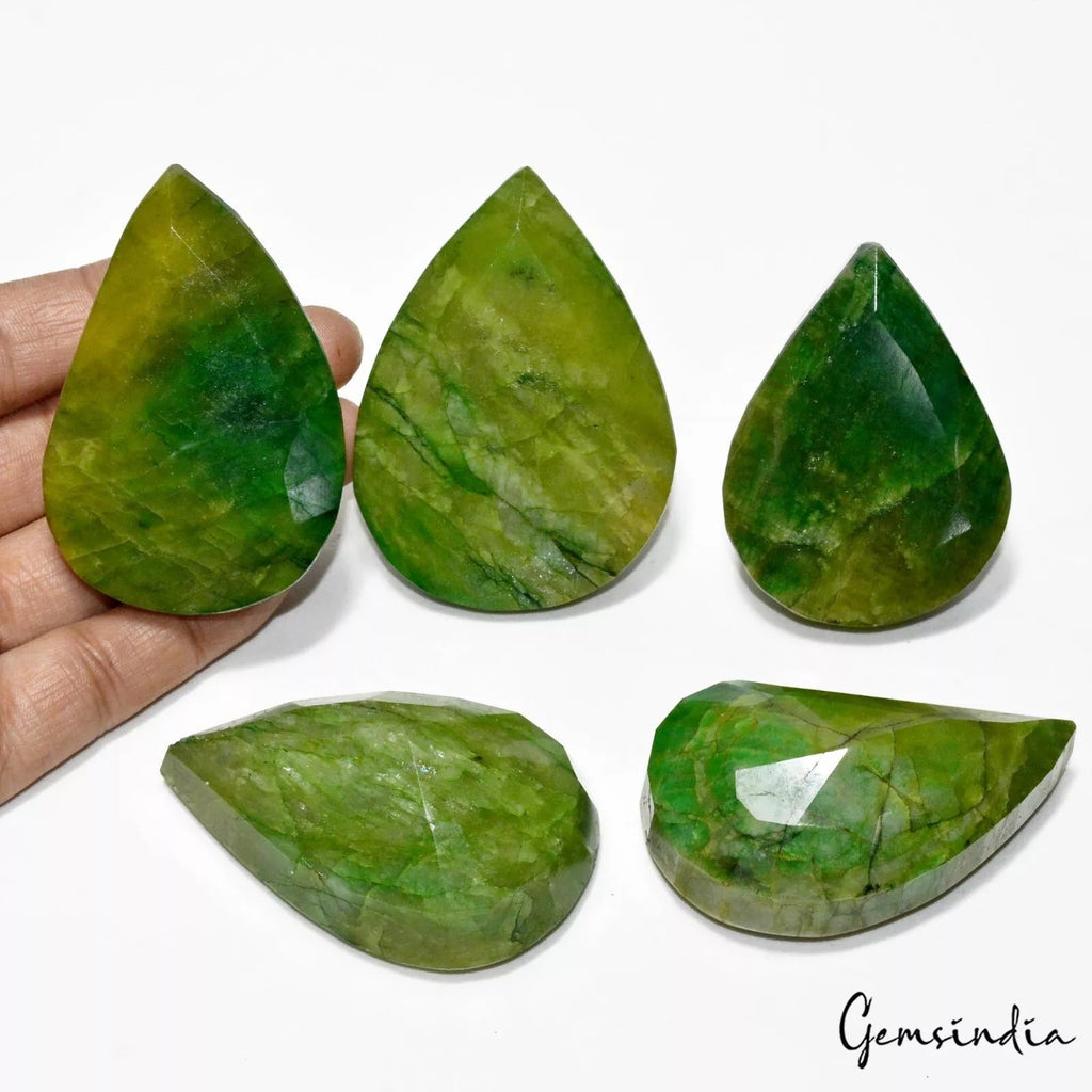 2530 Cts/5 Pcs Natural Brazilian Green Emerald Pear Cut Loose Wholesale Gemstone