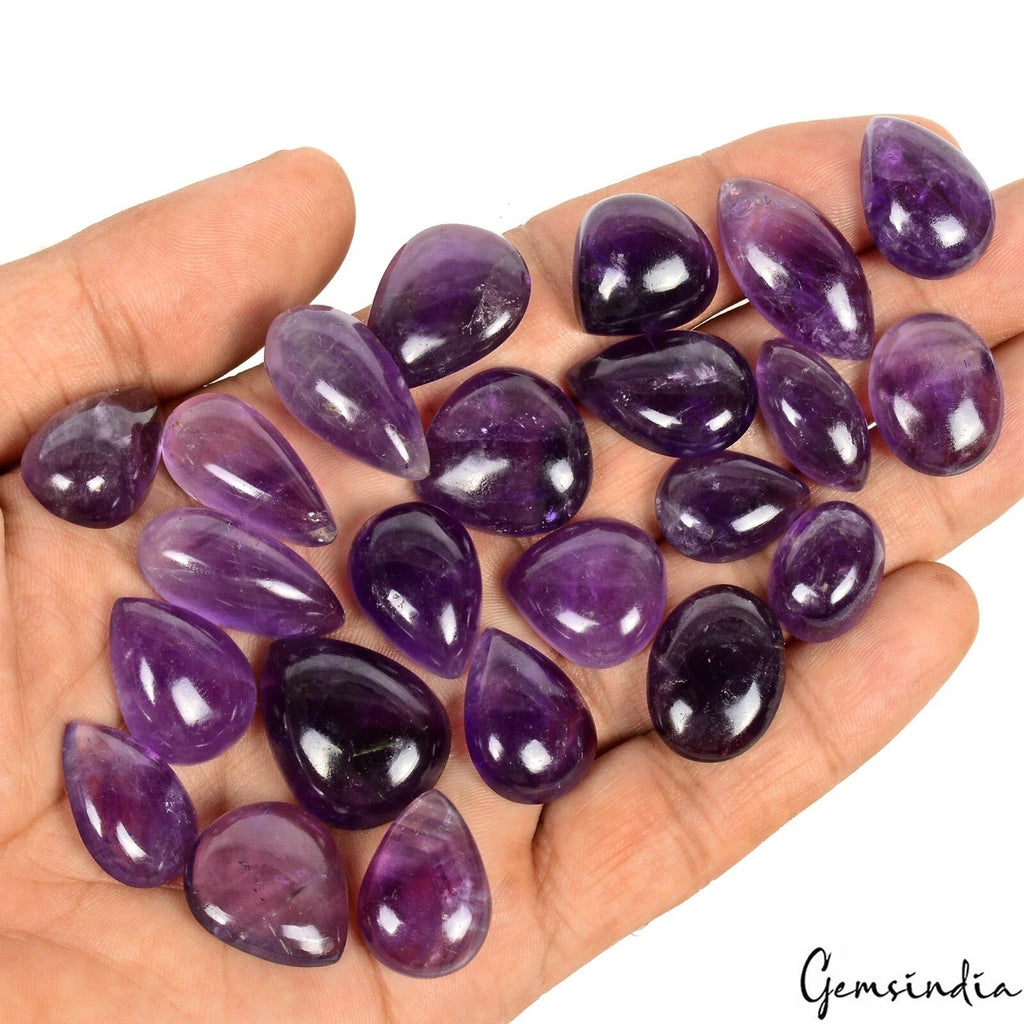 350 Cts/23 Pcs Natural Untreated Purple Amethyst Mix Cab Loose Gems For Jewelry