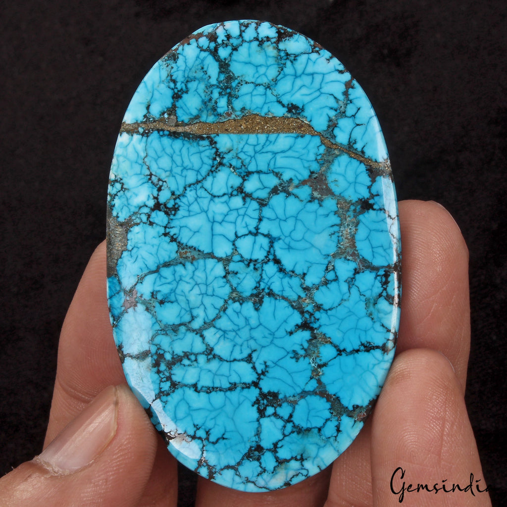 Huge 149 Ct Spiderweb Turquoise Blue Oval Shape USA Arizona Loose Cab Gemstone