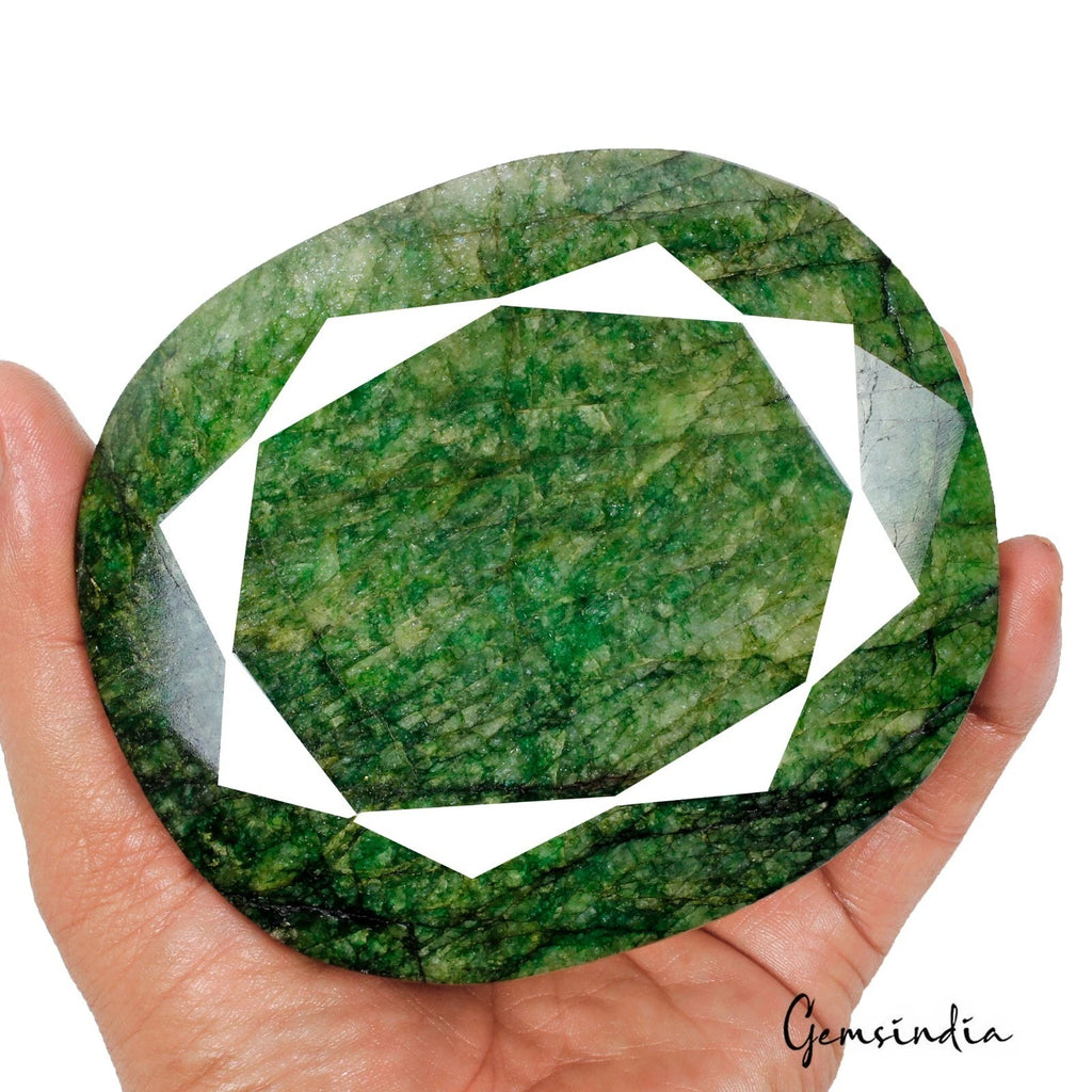 Emerald Loose Gemstone, Oval Cut, Color Enhanced — 114 x 98 x 56mm, 5000 Ct