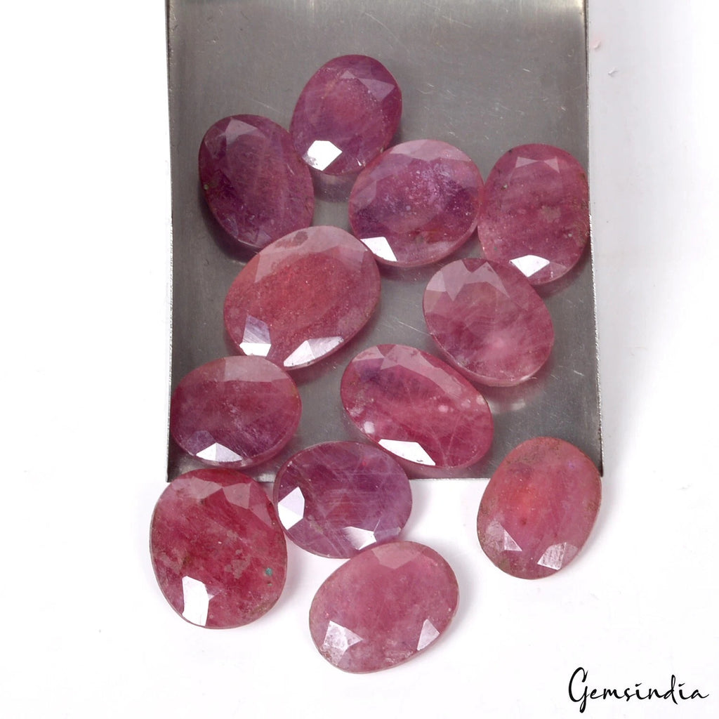 Ruby Lot, Loose Gemstone, Heated, Red — 12 Pieces, 12mm to 15mm, 95.30 Ct, Mozambique