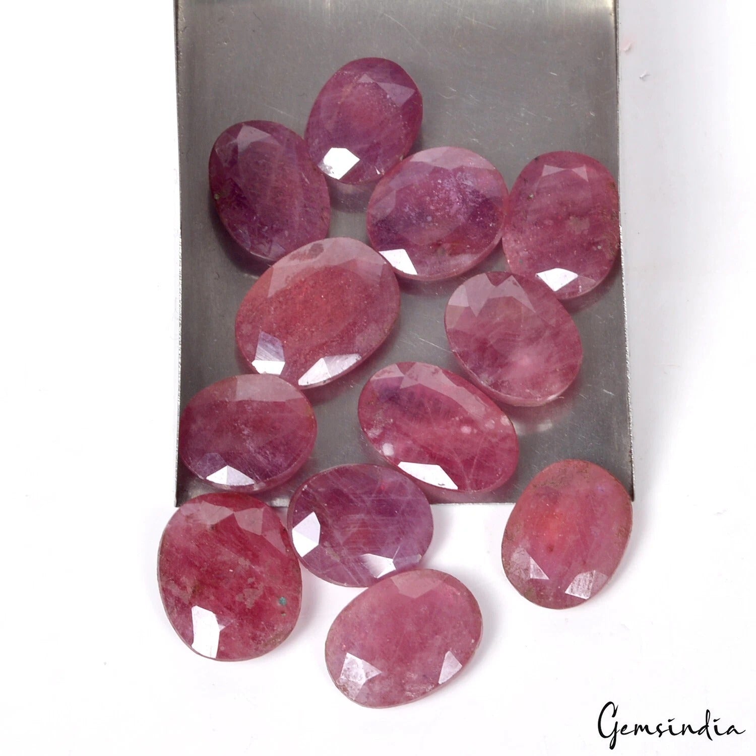 Ruby Lot, Loose Gemstone, Heated, Red — 12 Pieces, 12mm to 15mm, 95.30 Ct, Mozambique