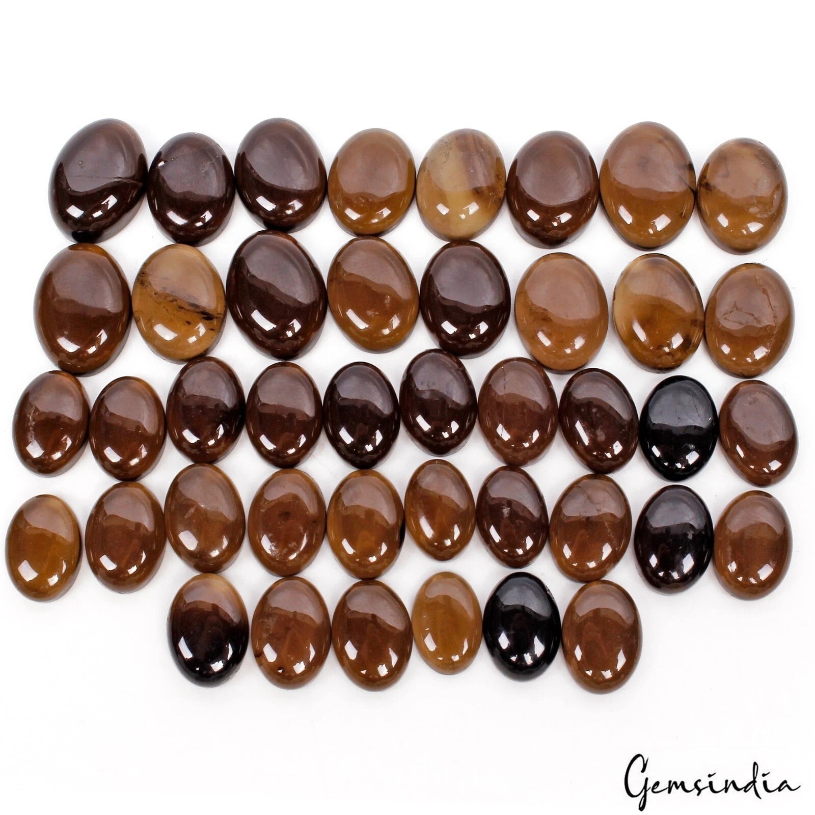 279.40 Ct Natural Brown Smoky Quartz Oval Cabochon 12-17mm Loose Gemstones~42 Pc