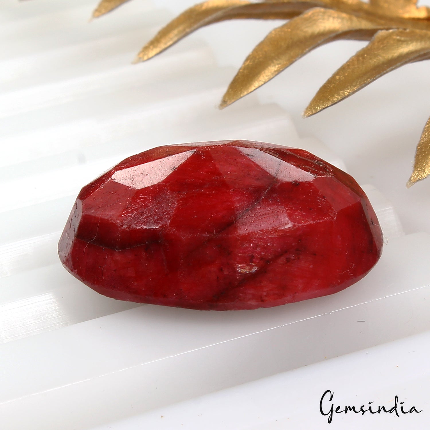 Certified 54.60 Ct Natural Red Ruby Floral Carved Oval Cut Pendant Size Gemstone